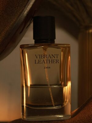 A bottle of zara vibrant leather perfume